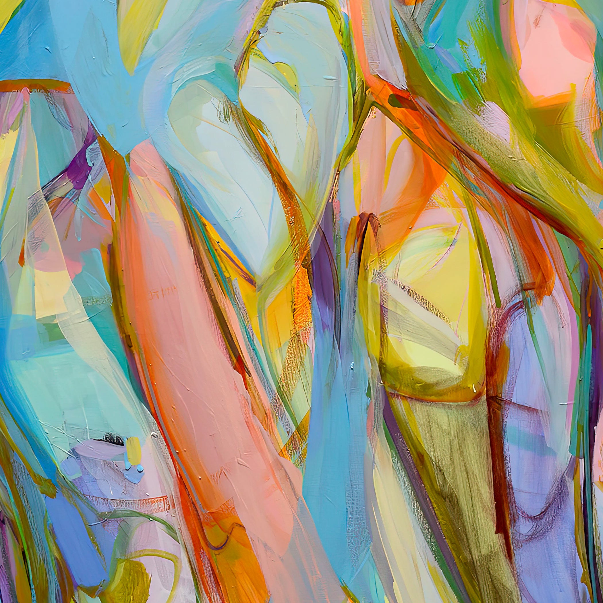 Abstract artwork with colorful brush strokes on a white background Gabriela Tolomei CODIGO FLORECER Detail