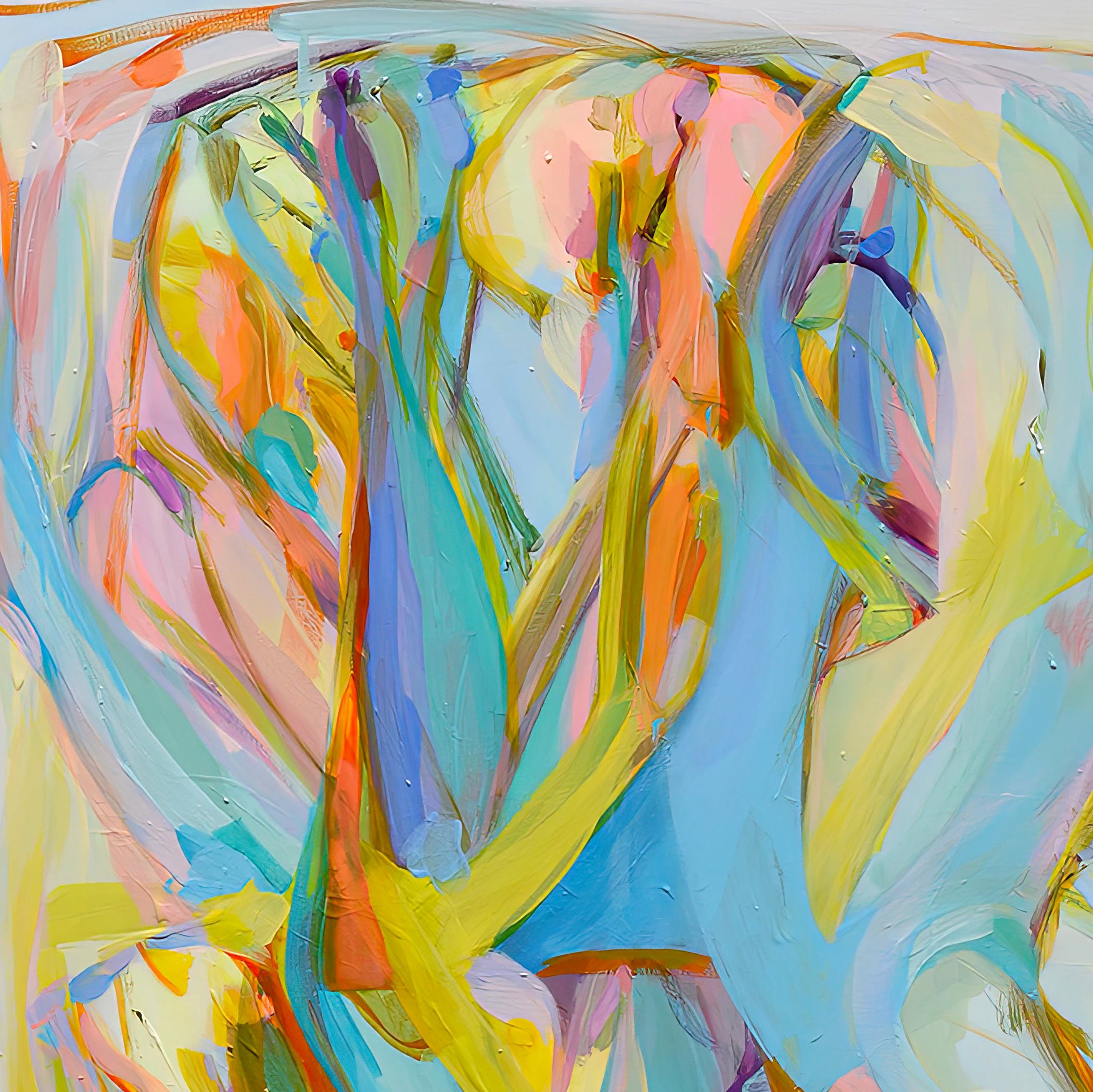 Abstract artwork with colorful brush strokes on a white background Gabriela Tolomei CODIGO FLORECER Detail