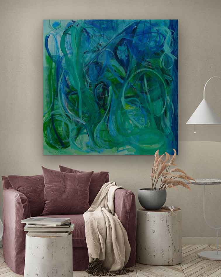 Abstract-Art-Buy-Emerging-Contemporary-Saatchiart-Saatchi-Gabriela Tolomei EMERALD CODE Mounted