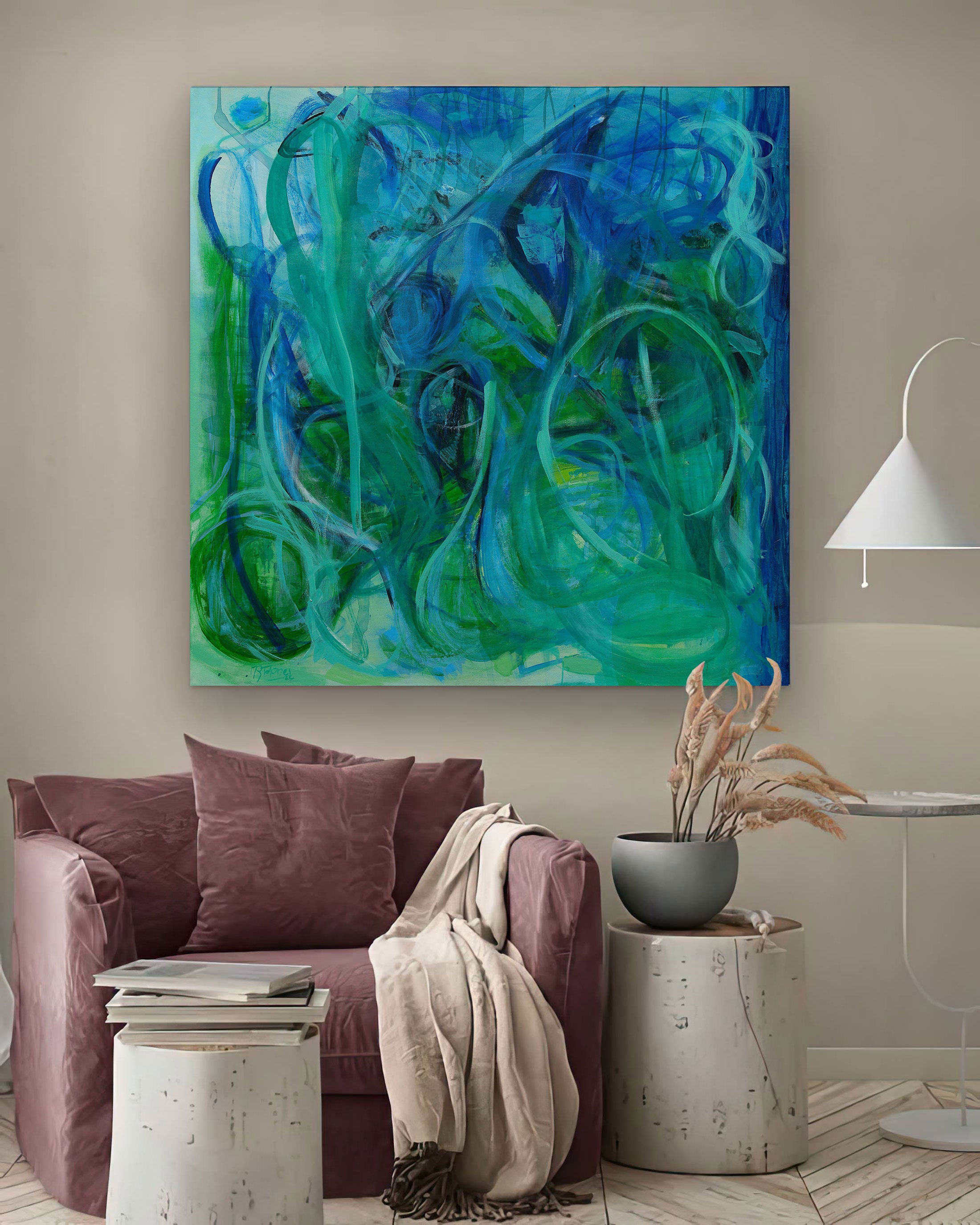 Abstract-Art-Buy-Emerging-Contemporary-Saatchiart-Saatchi-Gabriela Tolomei EMERALD CODE Mounted
