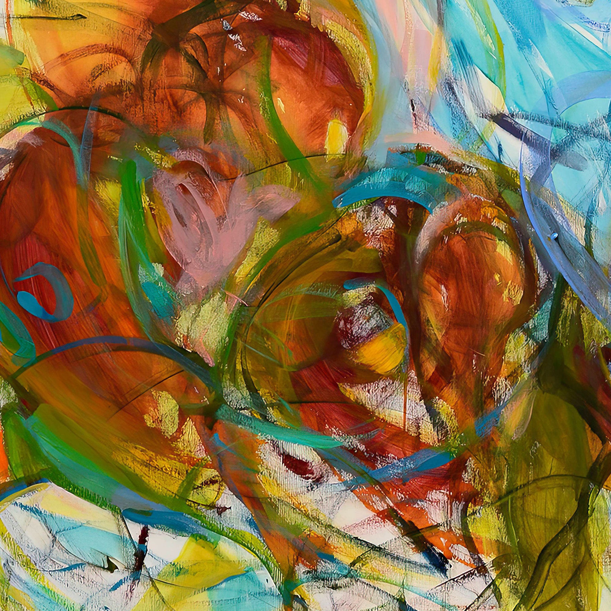 Abstract artwork with swirling colors on a white background Abstract-Art-Buy-Emerging-Contemporary -Gabriela Tolomei I AM Detail