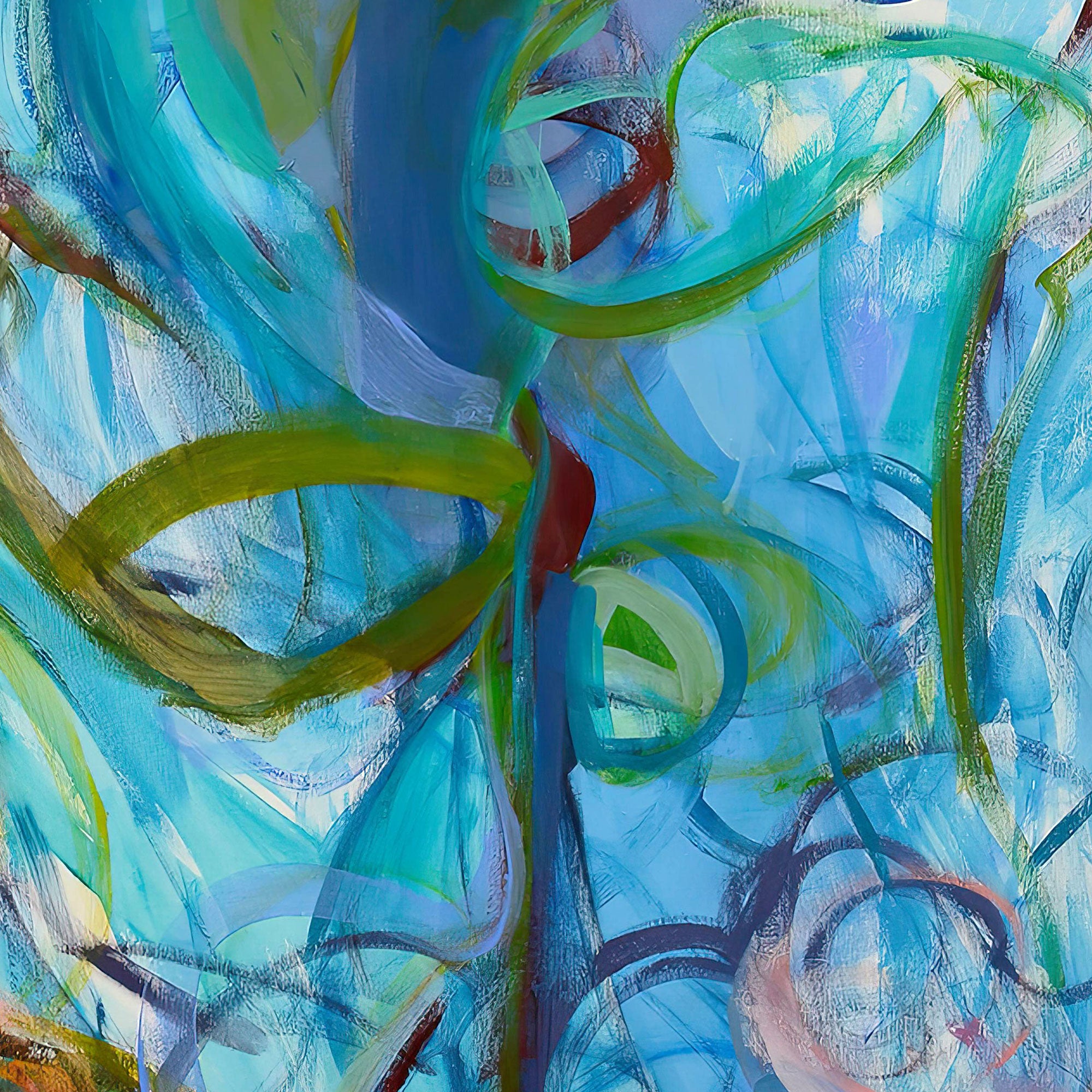 Abstract artwork with swirling colors on a white background Abstract-Art-Buy-Emerging-Contemporary -Gabriela Tolomei I AM Detail