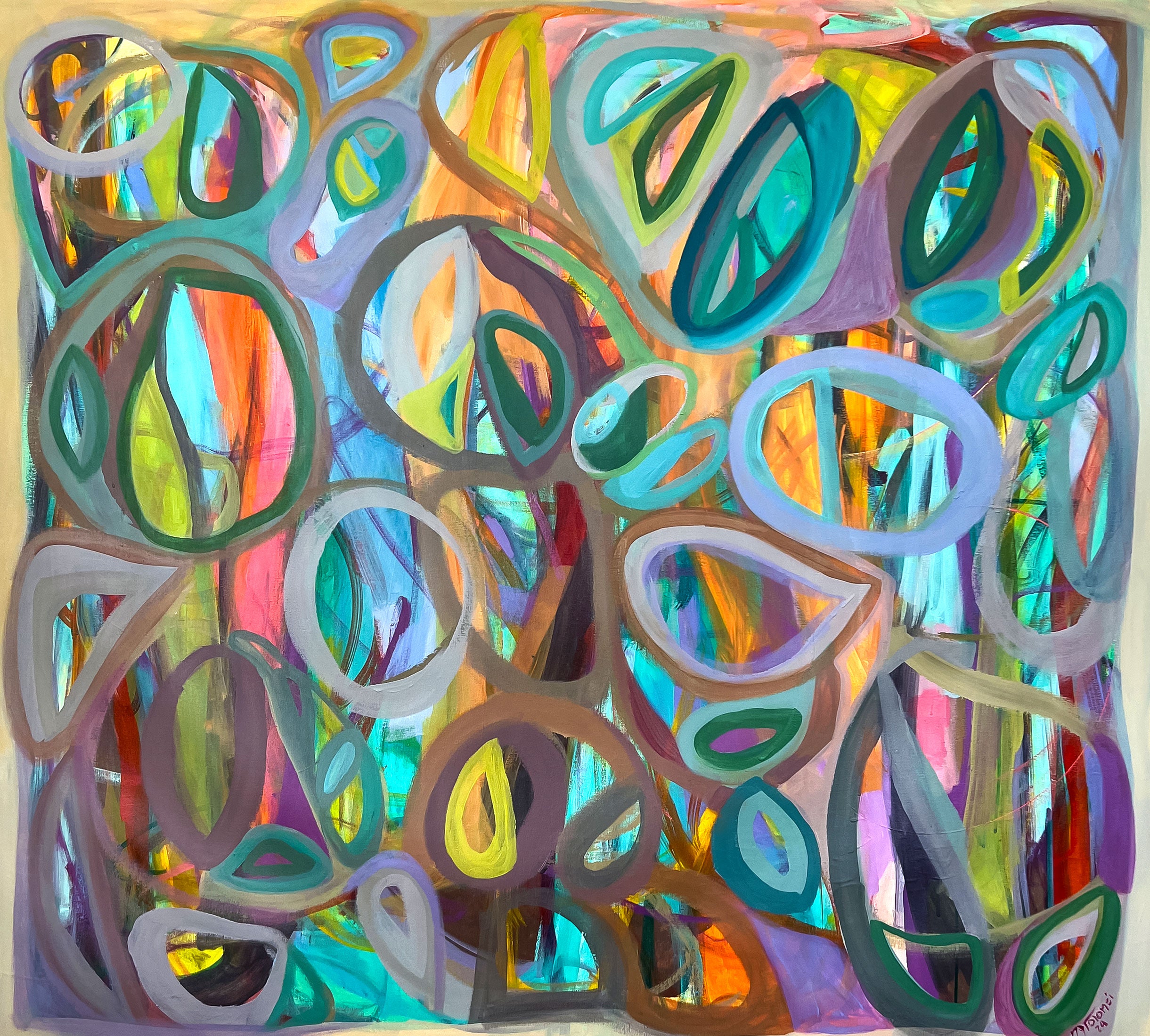 Gabriela Tolomei Intima Profundidad Abstract artwork with colorful, swirling patterns