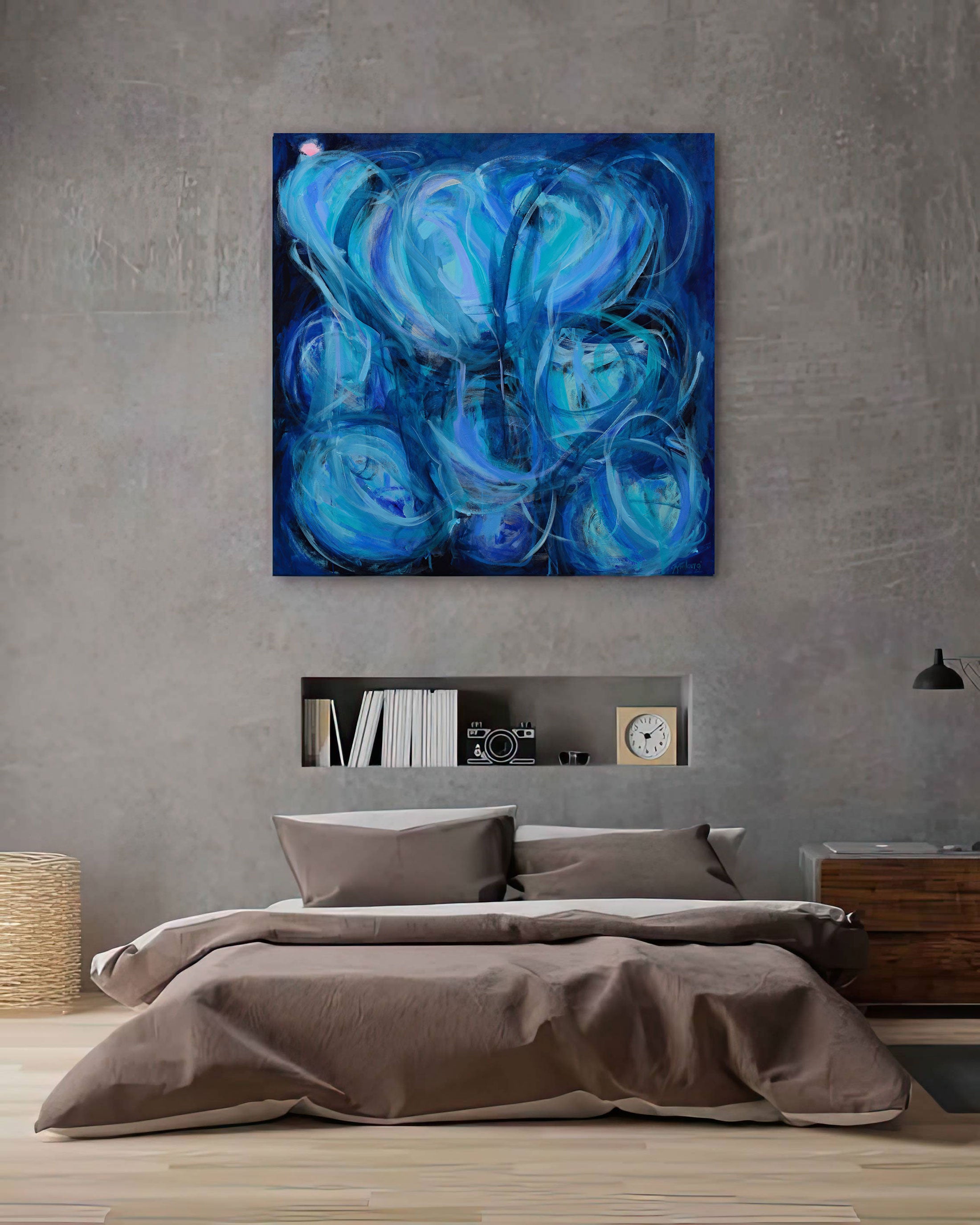 Abstract-Art-Buy-Emerging-Contemporary-Saatchiart-Saatchi -Gabriela Tolomei Love in Blue Mounted