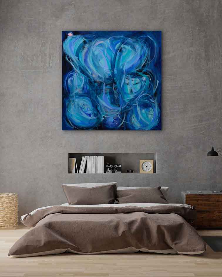 Abstract-Art-Buy-Emerging-Contemporary-Saatchiart-Saatchi -Gabriela Tolomei Love in Blue Mounted