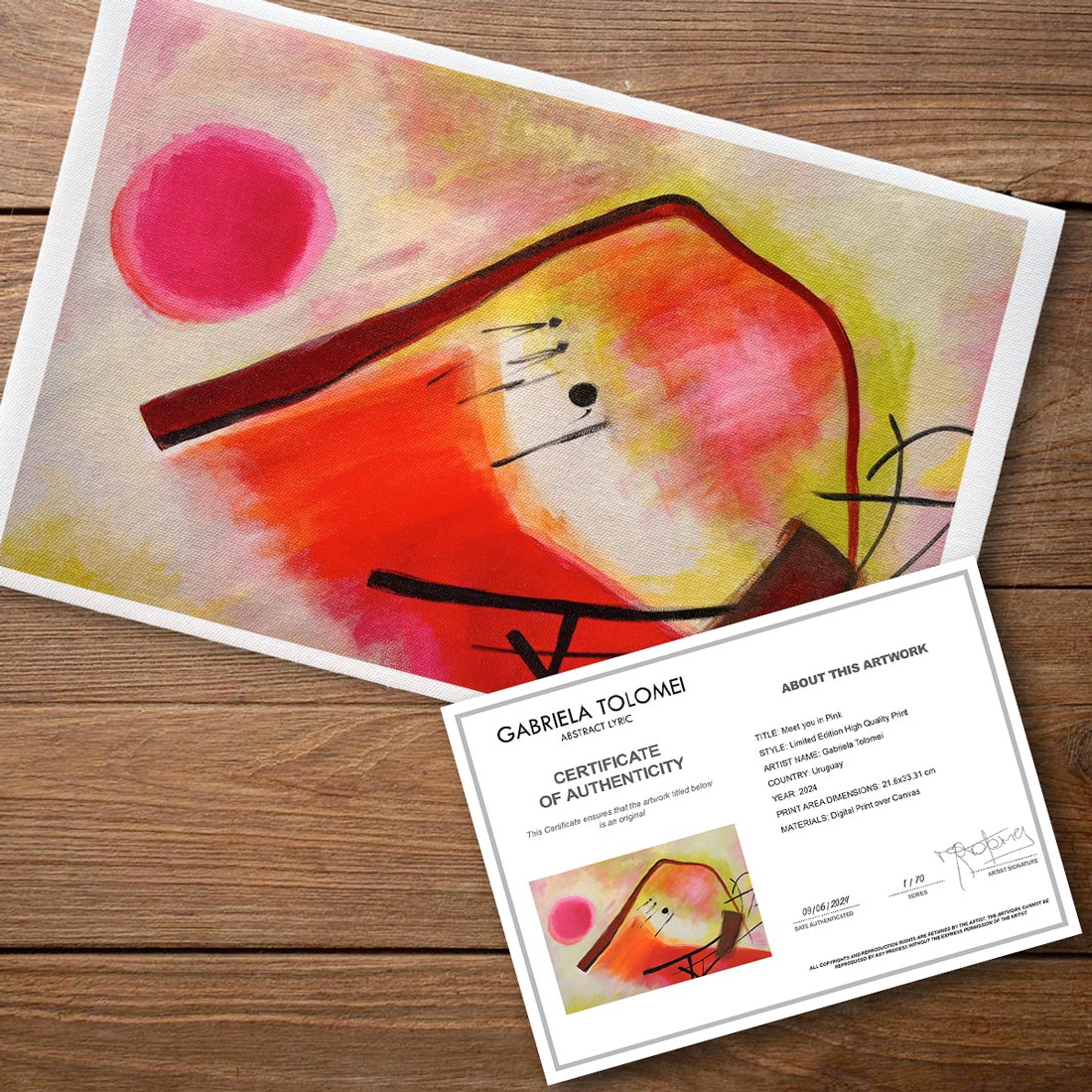 Prints-canvas-limit-edition-Abstract-Art-Buy-Emerging-Contemporary-Saatchiart-Saatchi -Gabriela-Tolomei-Meet-you-in-pink-Print-Canvas-Certificate