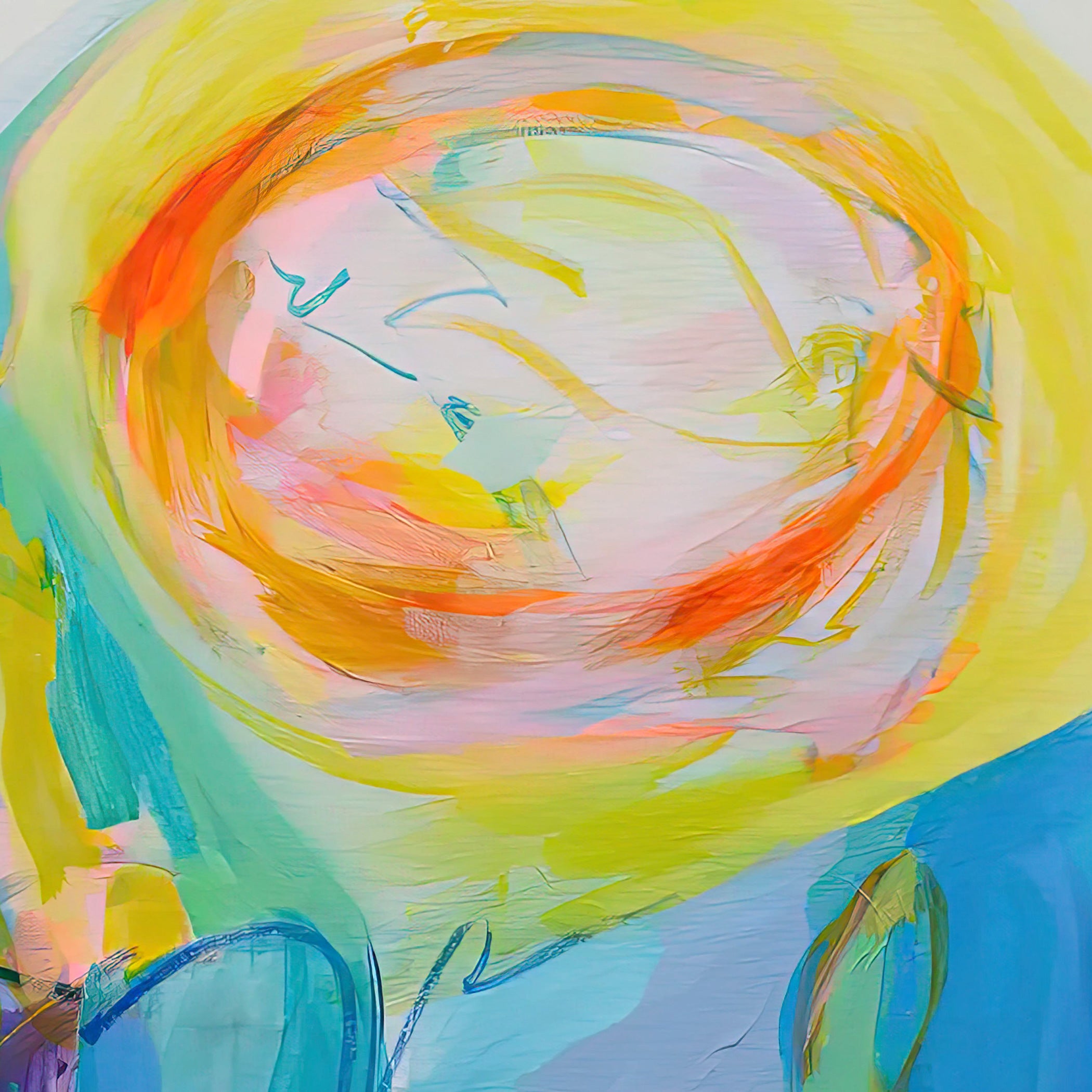 Abstract painting with vibrant colors and brush strokes Gabriela Tolomei New Winds Detail