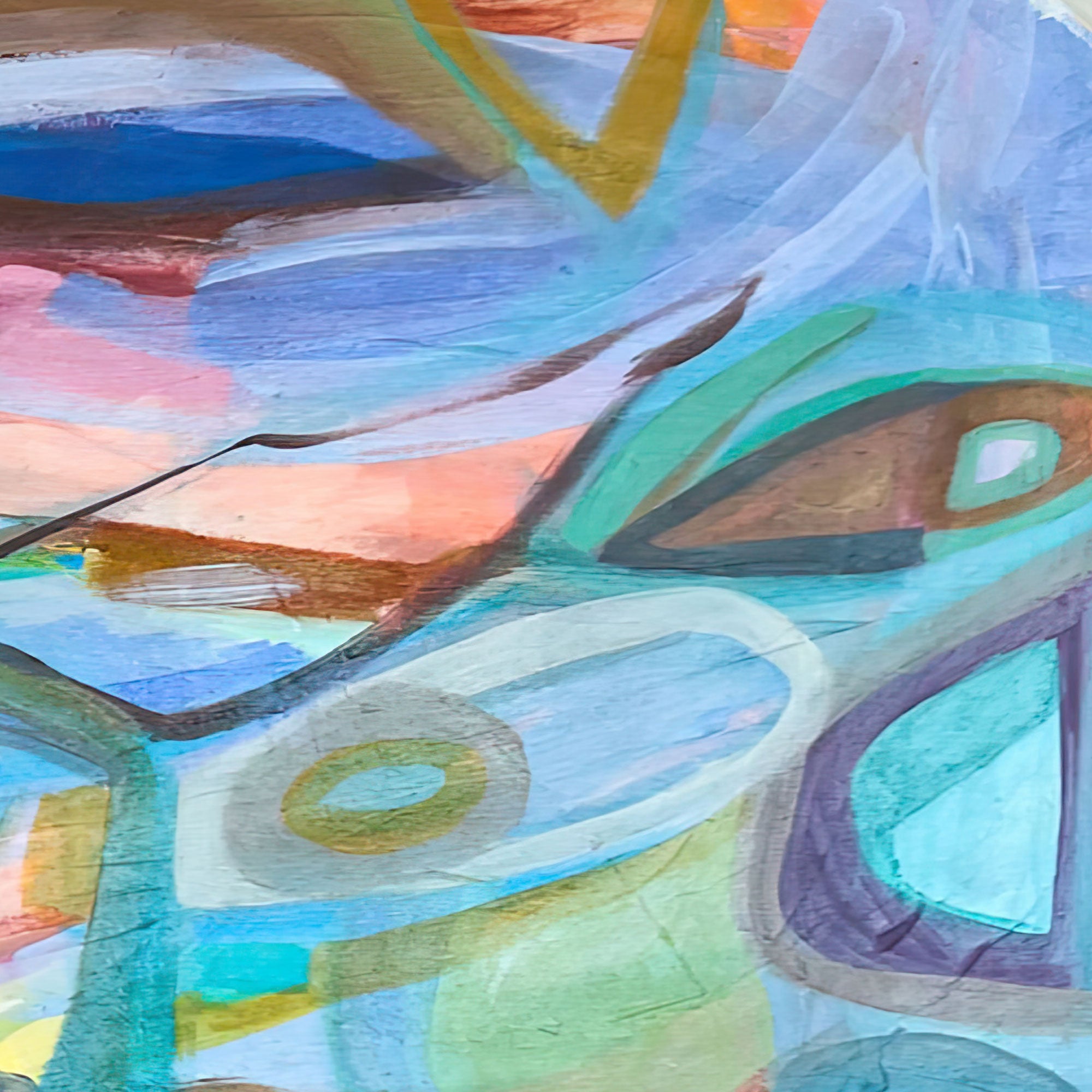 Gabriela-Tolomei-Paintings-Buceo-Espacial-Abstract artwork with colorful shapes and patterns