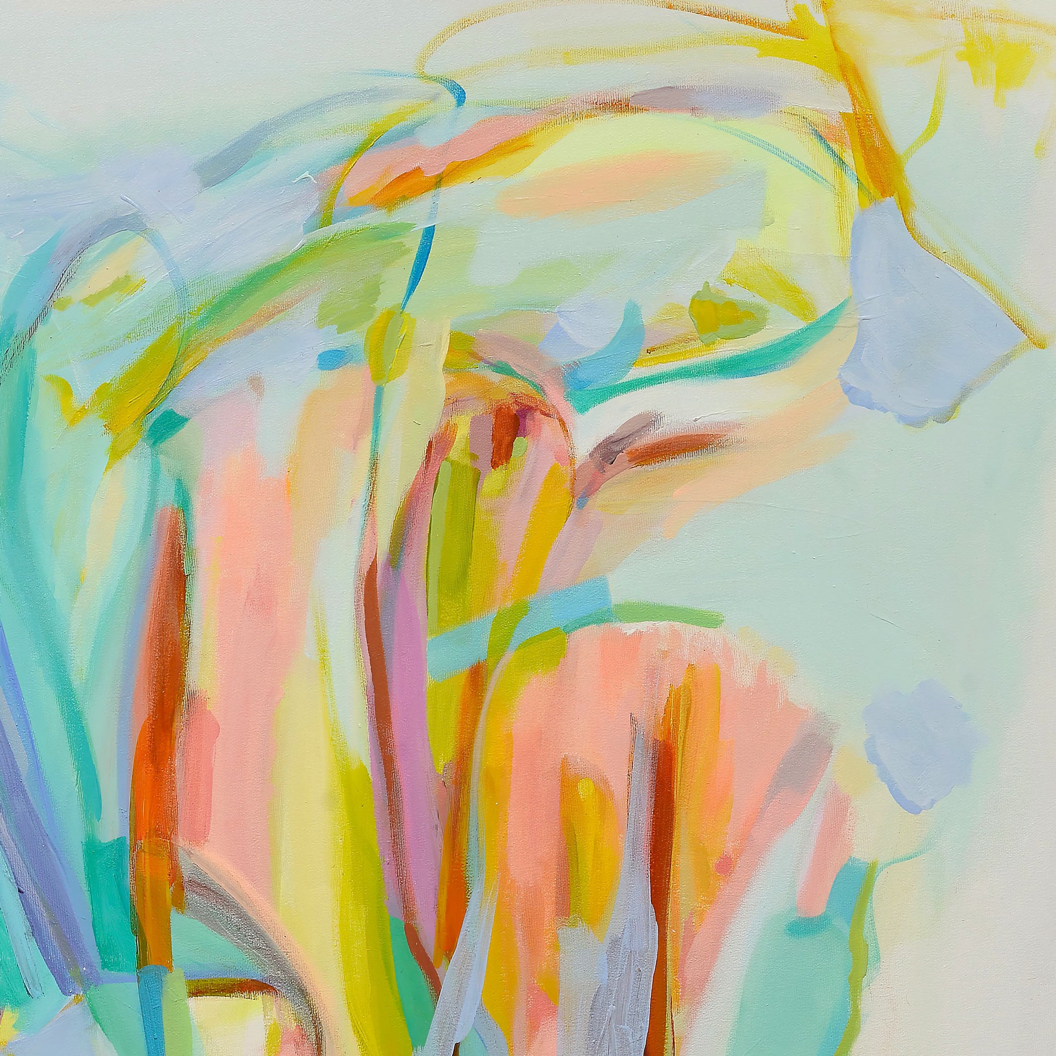 Abstract art with colorful shapes and patterns on a white background Abstract-Art-Buy-Emerging-Contemporary -Gabriela Tolomei Reborn Detail