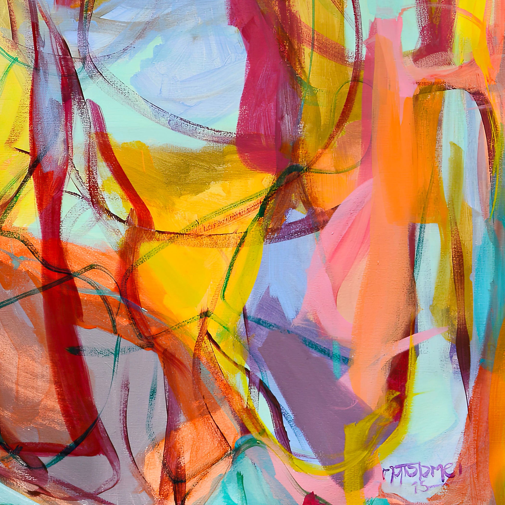 Abstract artwork with vibrant colors and dynamic brush strokes. Gabriela Tolomei RELATED Detail