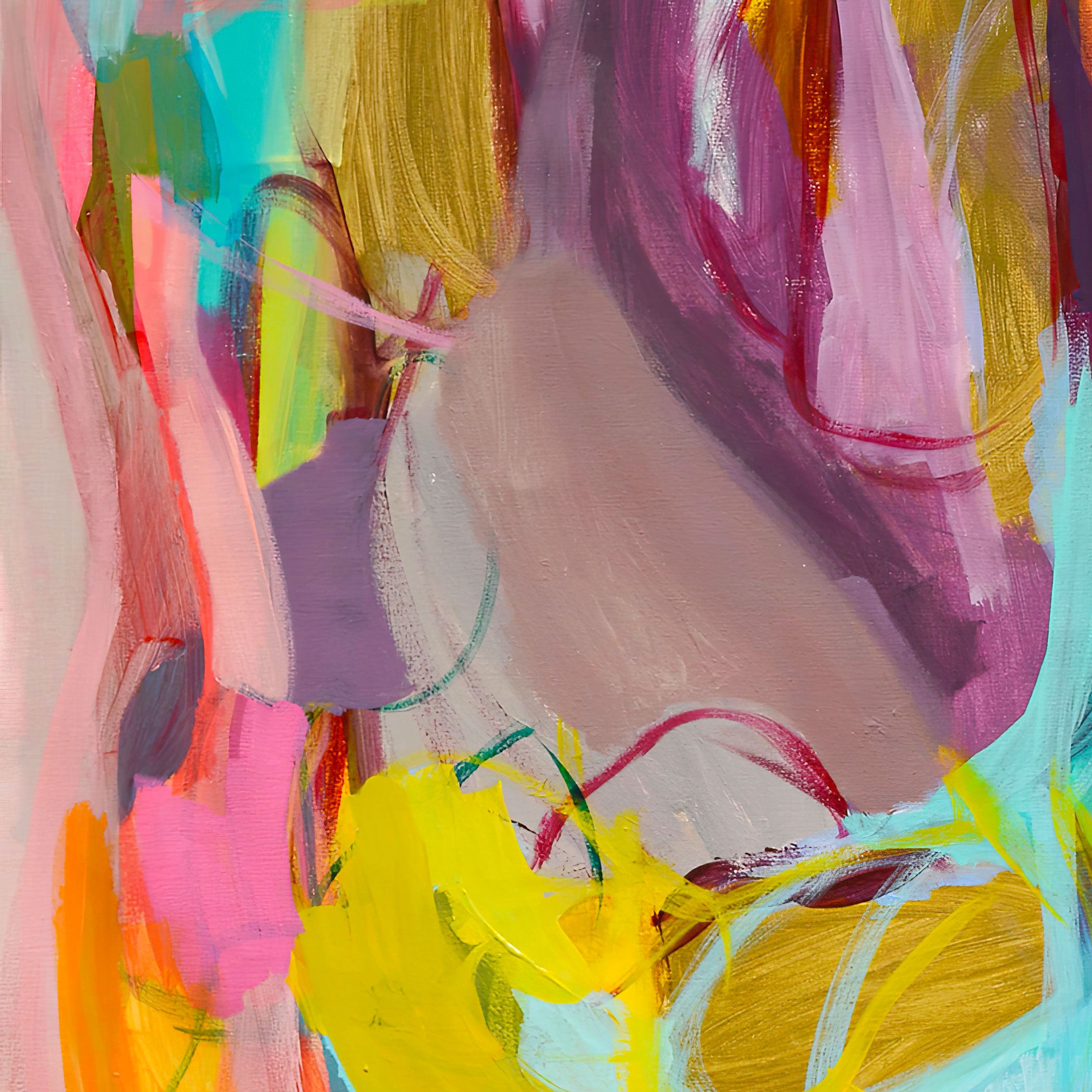 Abstract artwork with vibrant colors and dynamic brush strokes. Gabriela Tolomei RELATED Detail