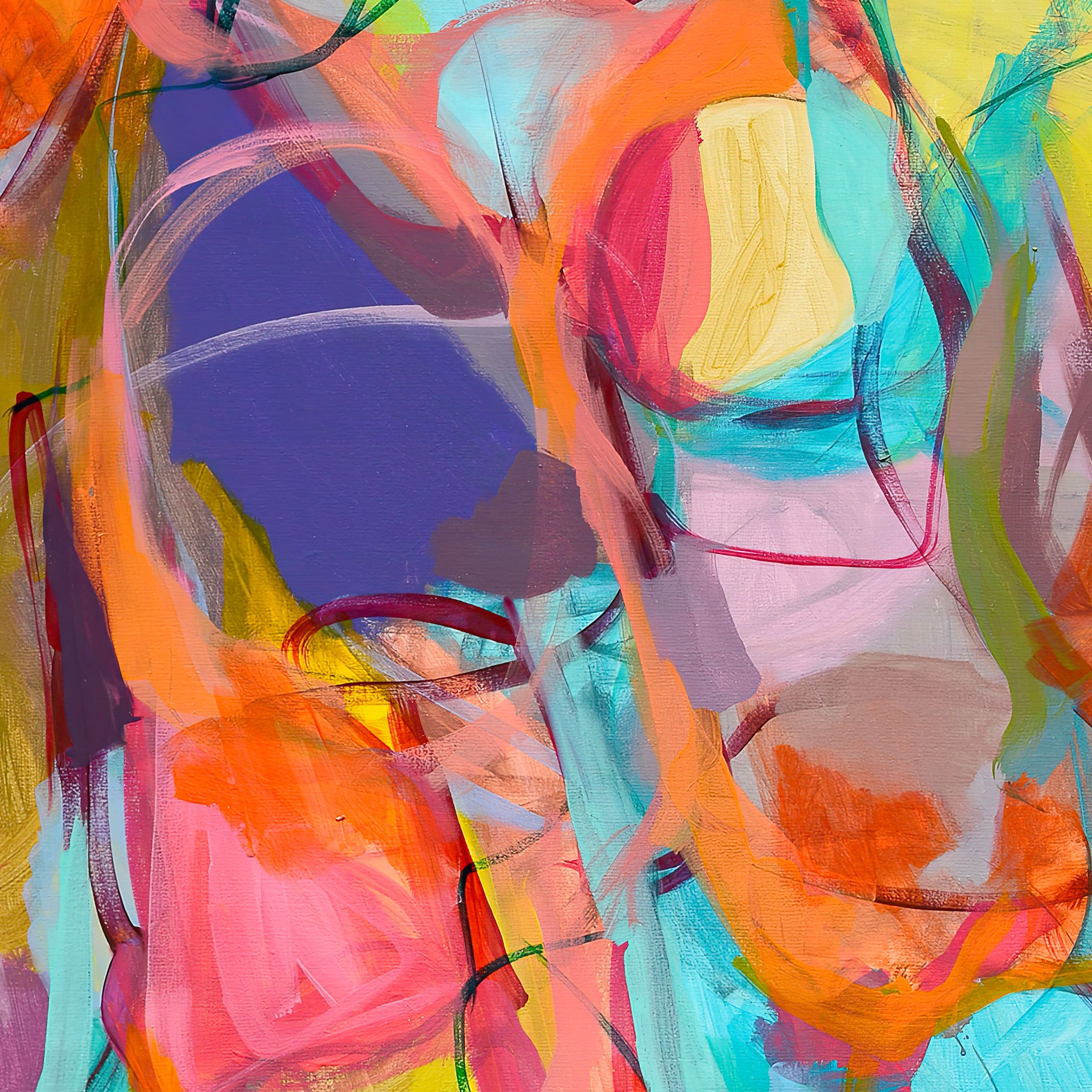 Abstract artwork with vibrant colors and dynamic brush strokes. Gabriela Tolomei RELATED Detail