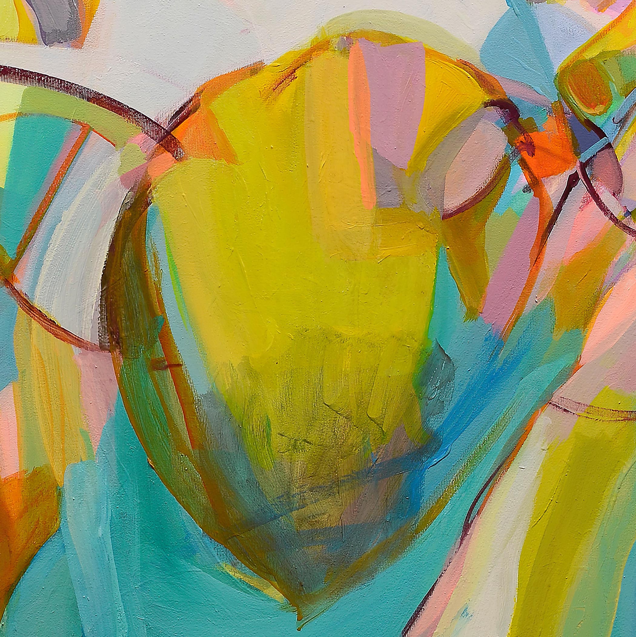 Abstract painting with vibrant colors and shapes Gabriela Tolomei The Beginning of Everything Detail
