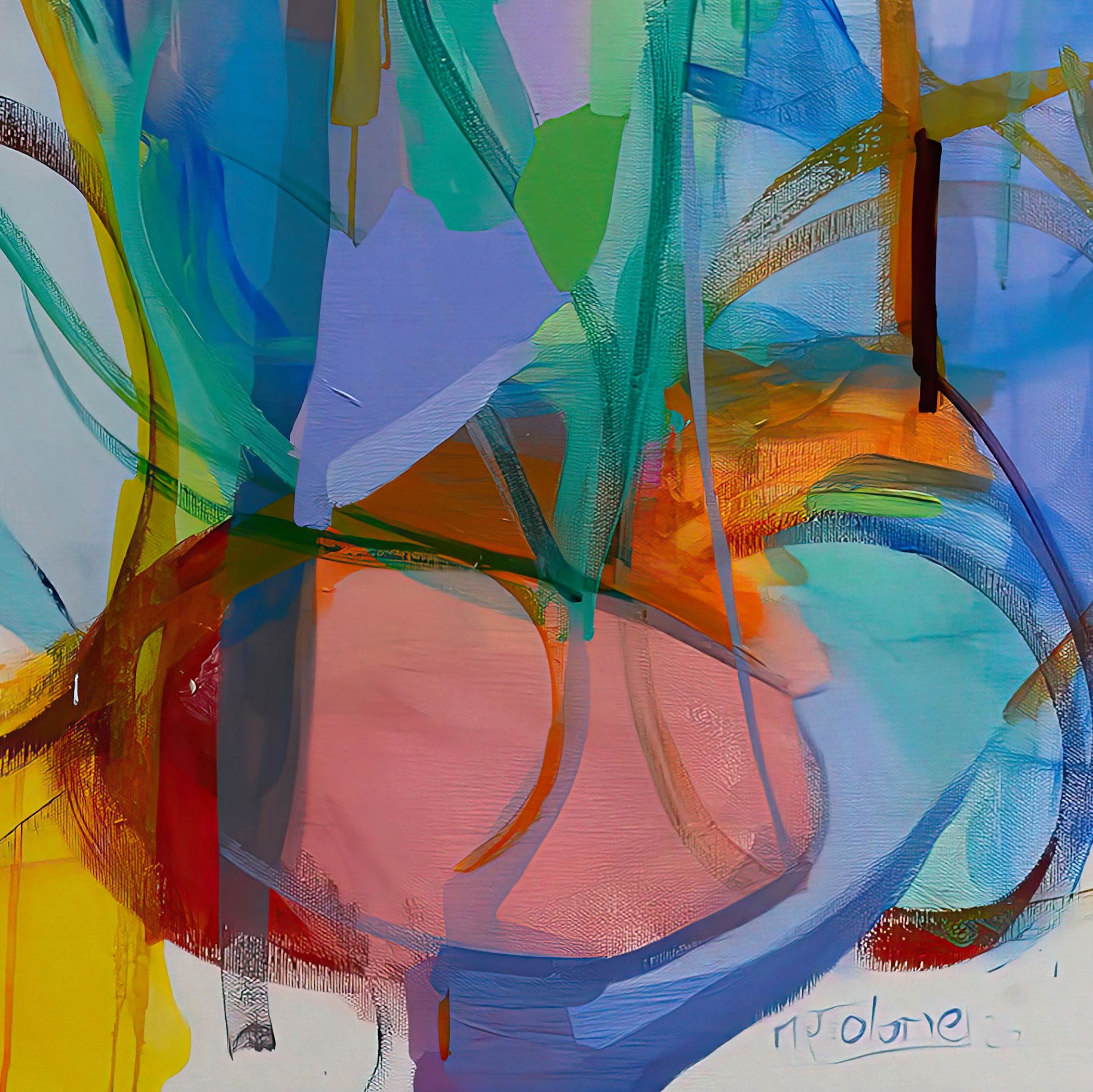 Abstract artwork with vibrant colors and textures Abstract-Art-Buy-Emerging-Contemporary -Gabriela Tolomei The Thread of Grace Detail