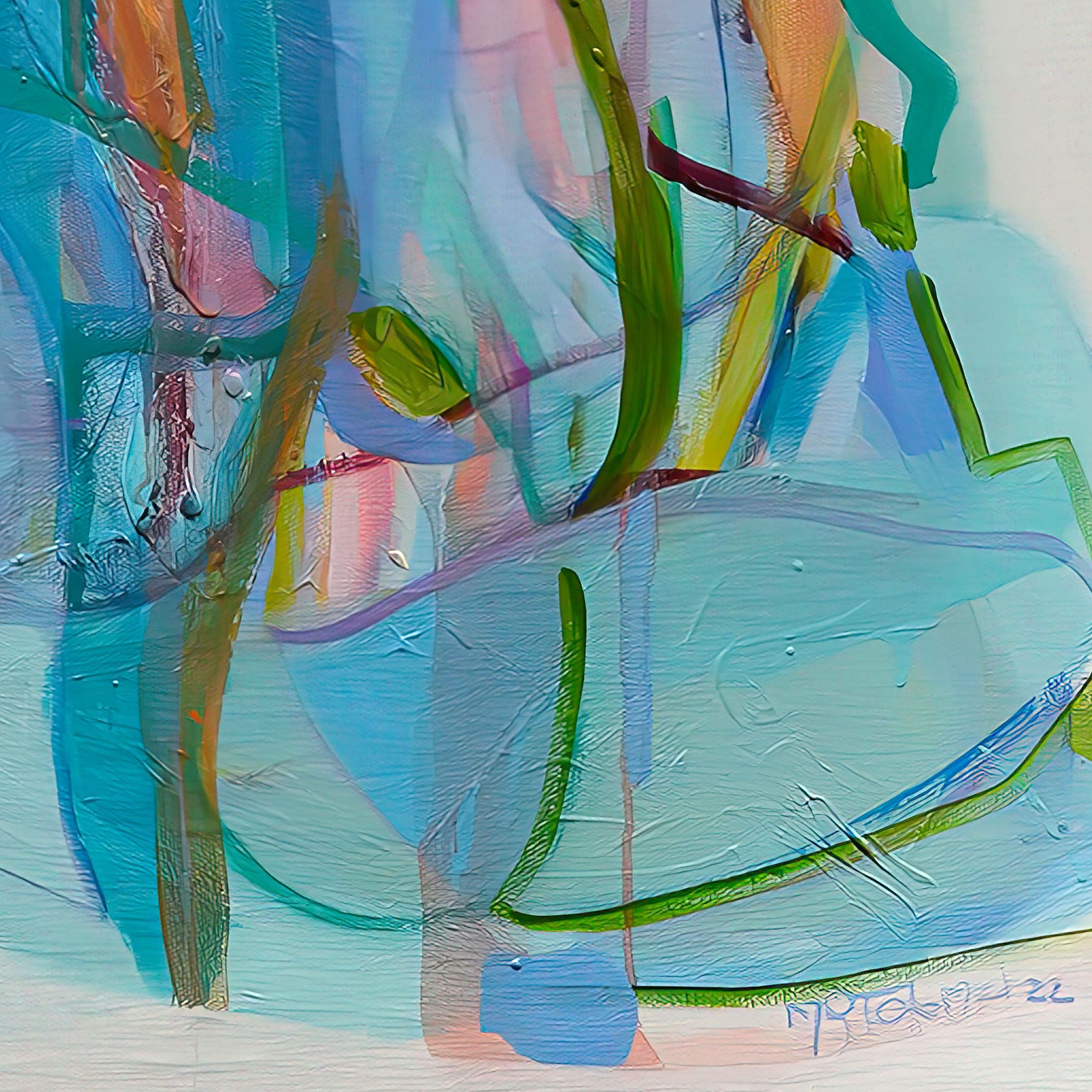 Abstract painting with vibrant colors and textured brushstrokes Abstract-Art-Buy-Emerging-Contemporary -Gabriela Tolomei The Voice of Silence Detail